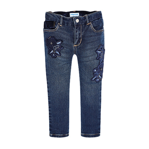 Брюки джинсовые с цветочками от бренда Mayoral