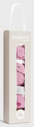 Носки 4 пары розового цвета с принтом сердец от бренда Mayoral
