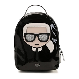 Рюкзак лаковый черного цвета от бренда Karl Lagerfeld Kids