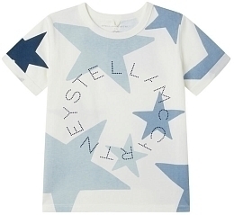 Футболка с логотипом STELLA MCCARTNEY и принтом звезд от бренда Stella McCartney kids Белый Голубой