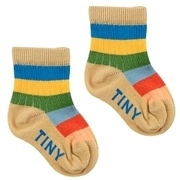 Носки коричневые с цветными полосками малышковые от бренда Tinycottons