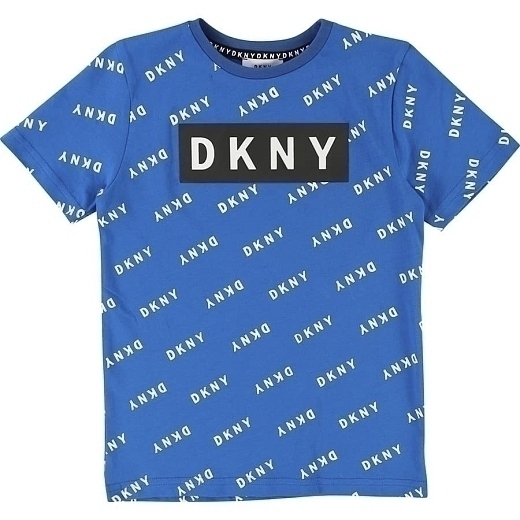 Футболка синяя в логотипах DKNY от бренда DKNY Синий