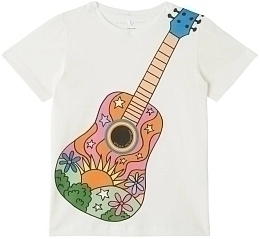 Футболка с изображением разноцветной гитары от бренда Stella McCartney kids Белый Разноцветный
