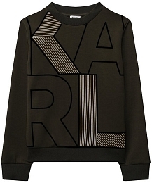 Свитшот цвета хаки с логотипом от бренда Karl Lagerfeld Kids