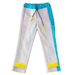 Штаны с разноцветными строчками и лампасами от бренда Mum of Six