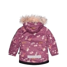Куртка с принтом цветов, манишка и полукомбинезон розового цвета от бренда Deux par deux