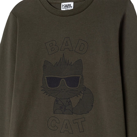 Лонгслив коричневый BAD CAT от бренда Karl Lagerfeld Kids
