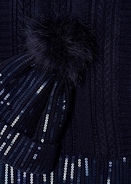 Шапка, шарф и перчатки темно-синие в пайетках от бренда Abel and Lula