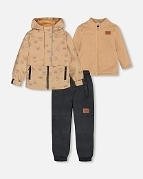 Куртка,штаны и флисовая кофта коричневого цвета от бренда Deux par deux