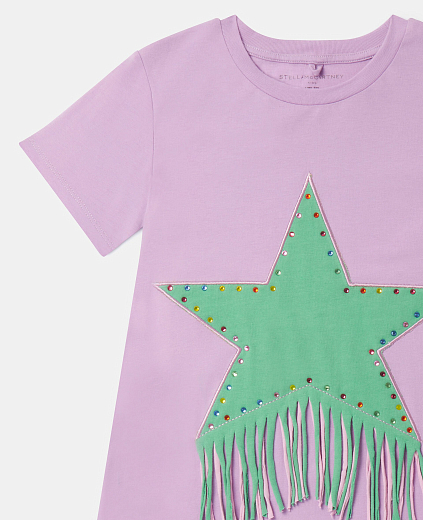 Платье-футболка Fringed Star от бренда Stella McCartney kids