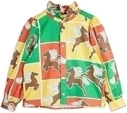 Блуза HORSES WOVEN FRIL от бренда Mini Rodini