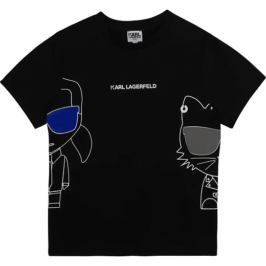 Футболка черного цвета с забавным принтом от бренда Karl Lagerfeld Kids Черный