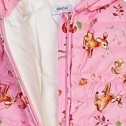 Зимний розовый комбинезон с оленятами от бренда Aletta
