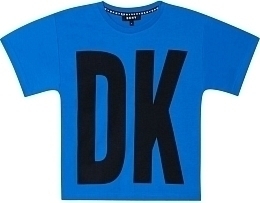 Футболка ярко-синего цвета с надписью от бренда DKNY Синий
