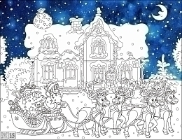 Раскраска "Дед Мороз с оленями" от бренда ID Wall