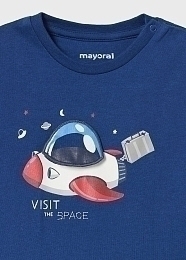 Лонгслив мишка на космическом корабле от бренда Mayoral