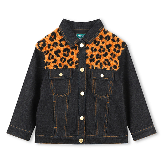 Куртка джинсовая с вставкой Teddy leopard от бренда Kenzo