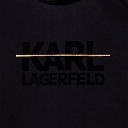 Худи с бархатными вставками и логотипом от бренда Karl Lagerfeld Kids