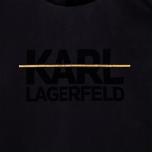 Худи с бархатными вставками и логотипом от бренда Karl Lagerfeld Kids