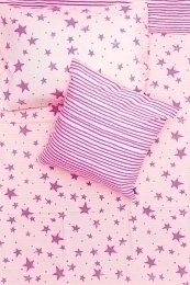 Комплект постельного белья с неоновыми розовыми звездами и полосками от бренда Noe&Zoe
