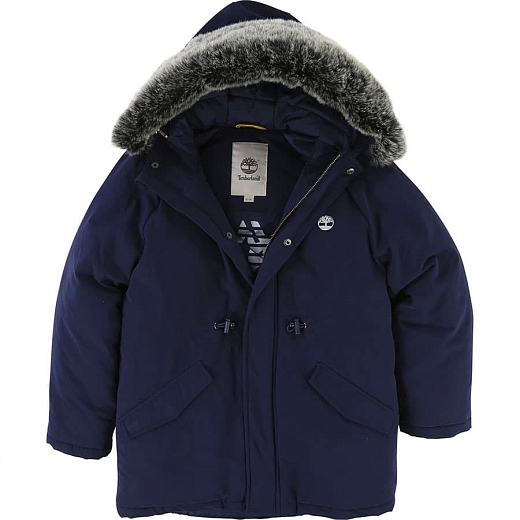 Куртка темно-синяя с капюшоном от бренда Timberland