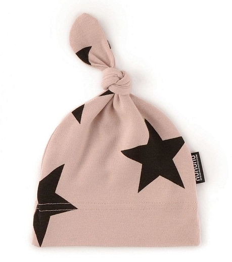 Шапка нежно-розового цвета со звездами от бренда NuNuNu
