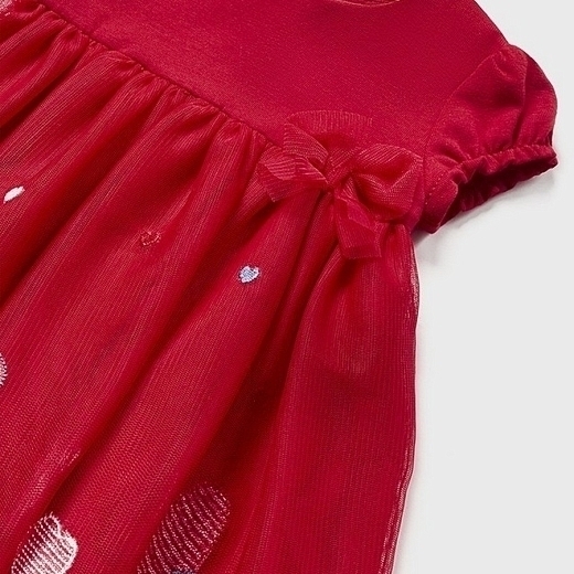Платье с мишкой и сердечками красное от бренда Mayoral