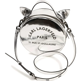 Сумка серебряного цвета с ушками от бренда Karl Lagerfeld Kids