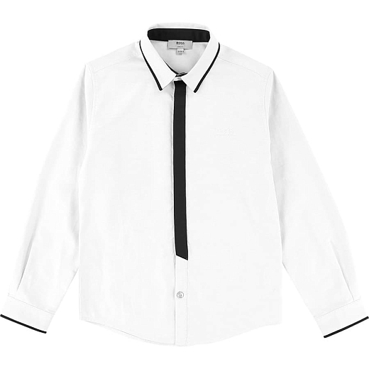 Рубашка белая с черной окантовкой от бренда Hugo Boss