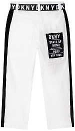 Джинсы белые вельветовые с черными лампасами от бренда DKNY