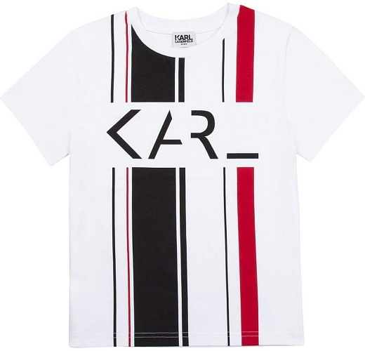 Футболка в полоску с логотипом от бренда Karl Lagerfeld Kids Белый