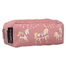 Пенал двухсекционный розовый с лошадками от бренда Caramel et Cie