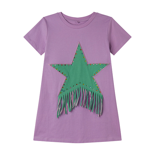 Платье-футболка Fringed Star от бренда Stella McCartney kids