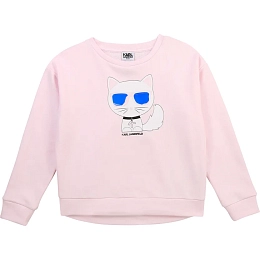 Свитшот нежно-розовый с принтом кота от бренда Karl Lagerfeld Kids