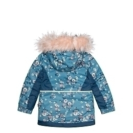 Куртка голубая с принтом цветов, манишка и полукомбинезон розового цвета от бренда Deux par deux
