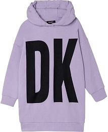 Платье-толстовка фиолетового цвета с принтом DK от бренда DKNY