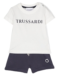 Футболка с надписью и шорты синего цвета от бренда Trussardi