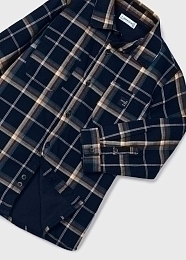 Рубашка темно-синяя в цветную клетку от бренда Mayoral