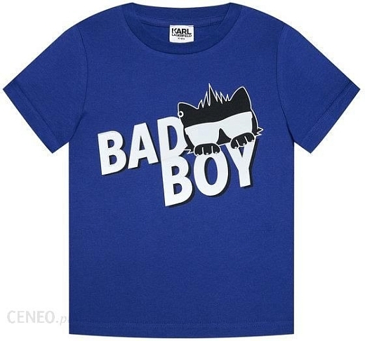 Футболка синяя с надписью "Bad boy" от бренда Karl Lagerfeld Kids Синий Черный Разноцветный