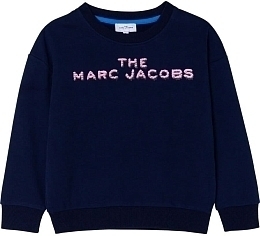 Свитшот темно-синего цвета с надписью от бренда LITTLE MARC JACOBS