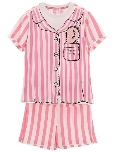 Пижама в розовую полоску с шортами от бренда Original Marines