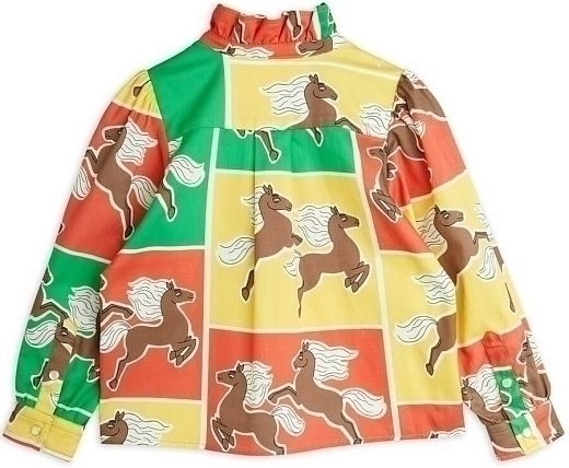 Блуза HORSES WOVEN FRIL от бренда Mini Rodini