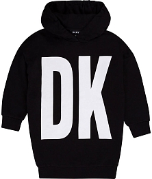 Платье-толстовка черного цвета с логотипом от бренда DKNY