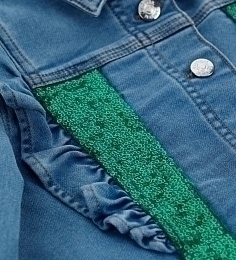 Куртка джинсовая Fabulous с зелеными пайетками от бренда Original Marines