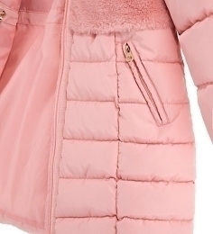 Пальто розовое с меховыми деталями от бренда Original Marines
