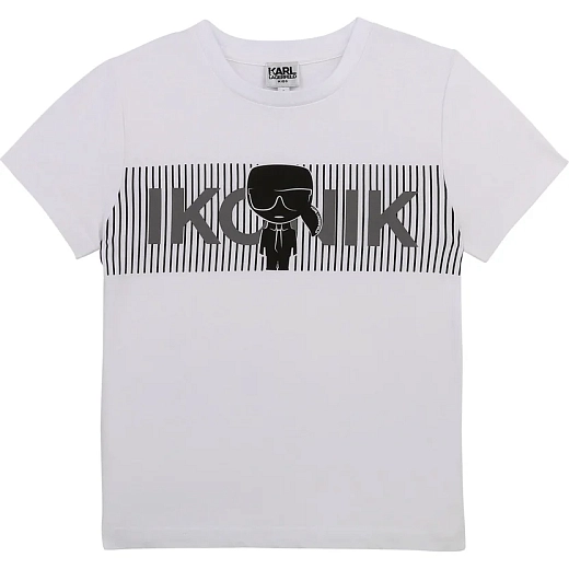 Футболка белая с черным принтом от бренда Karl Lagerfeld Kids Белый Черный Разноцветный