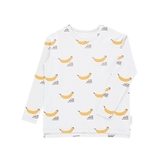 Лонгслив светло-серого цвета с принтом бананов от бренда Tinycottons
