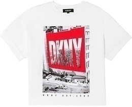 Футболка белого цвета с логотипом DKNY и принтом от бренда DKNY Белый