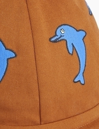 Панама горчичного цвета с дельфинами от бренда Mini Rodini