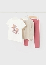 Жакет; футболка и легинсы розового цвета от бренда Mayoral